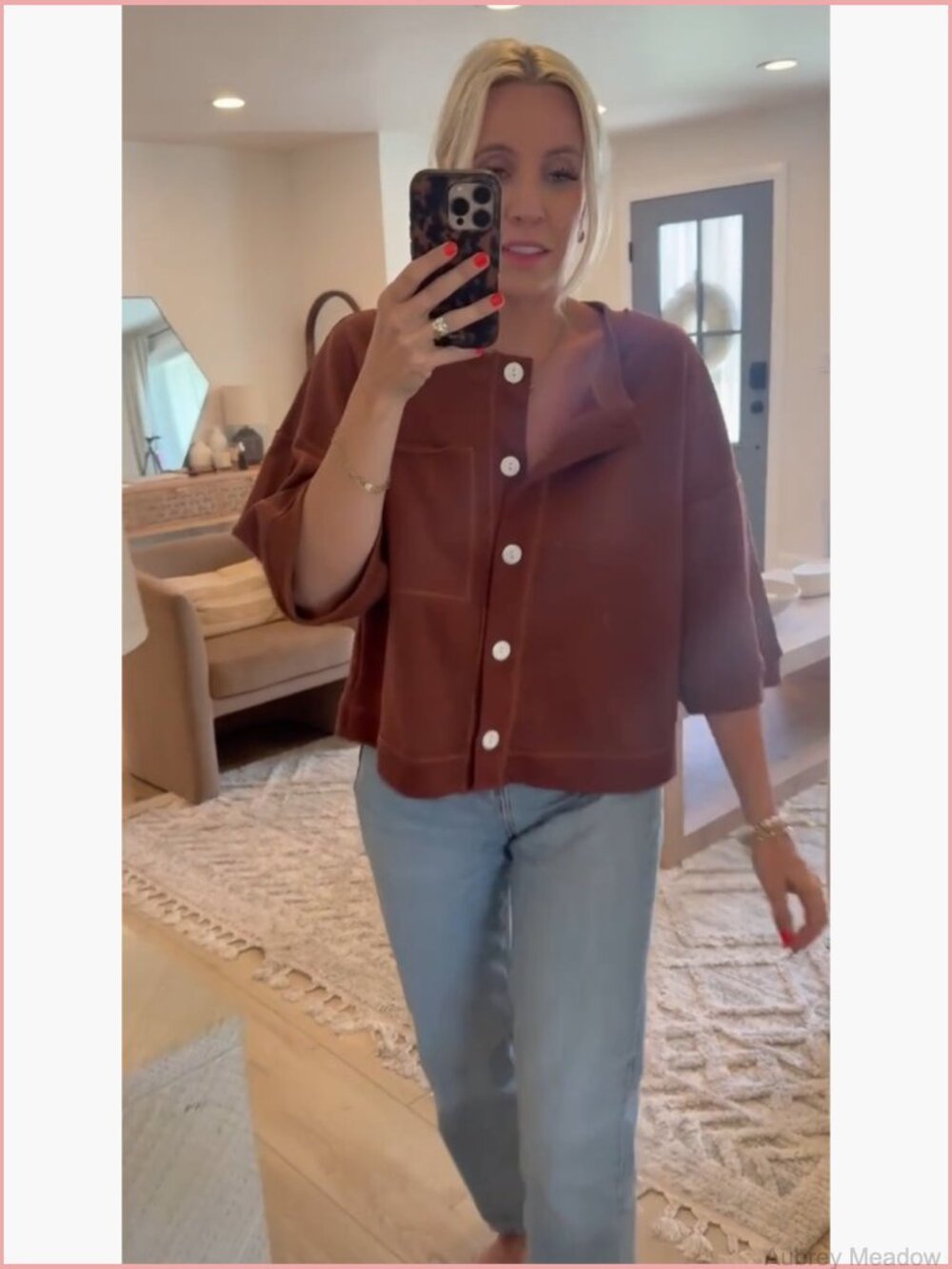 Womens Button Down Cardigan 3/4 Sleeve Casual Open Front Sweatshirt - Picture 7 of 7